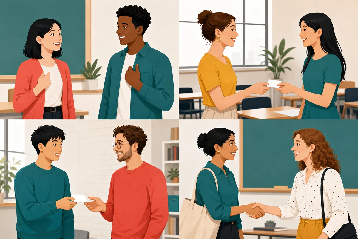 Quatre scènes où des adultes font connaissance